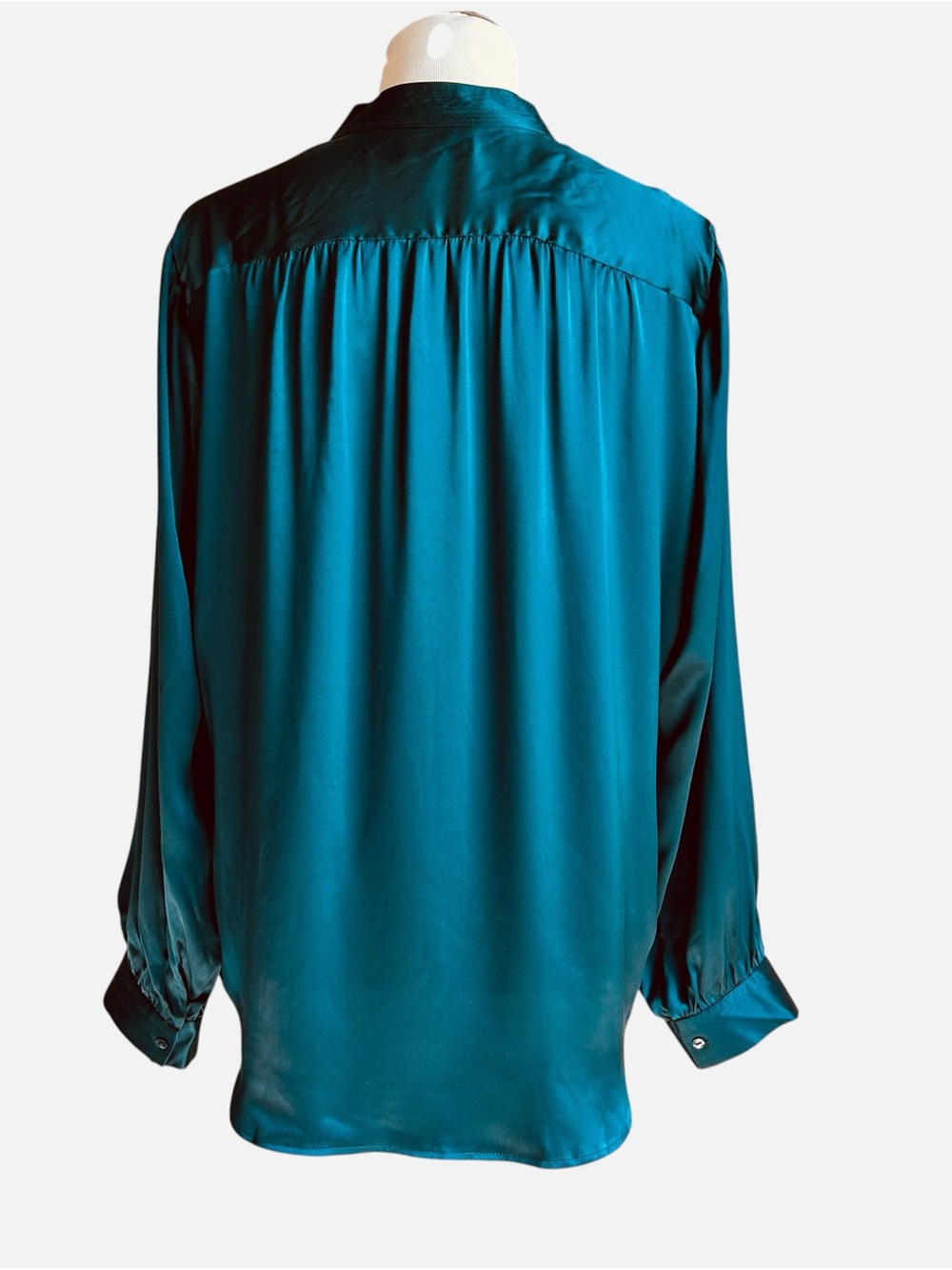 L’AGENCE 100% Silk Deep Teal Long Sleeve Blouse Top Size Large NWT Luxe Designer - Picture 3 of 8